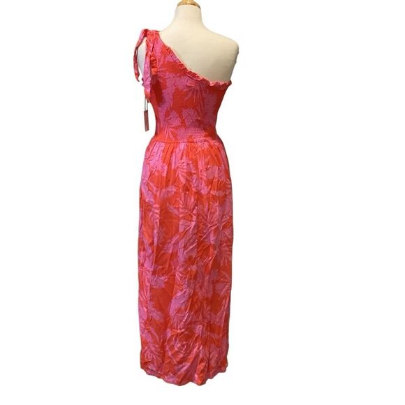 NWT Japna Tropical Floral Smocked One Shoulder Resortwear Maxi Dress size M - Picture 6 of 10
